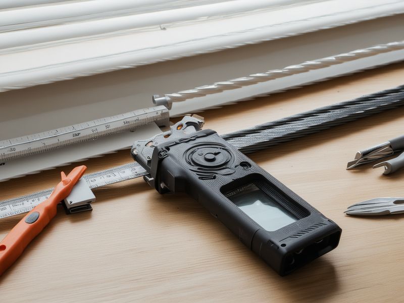 Professional blinds installation tools and measurement equipment